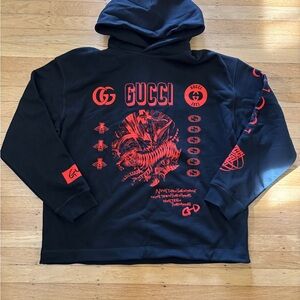 Gucci Black Hoodie with Red Graphic Design